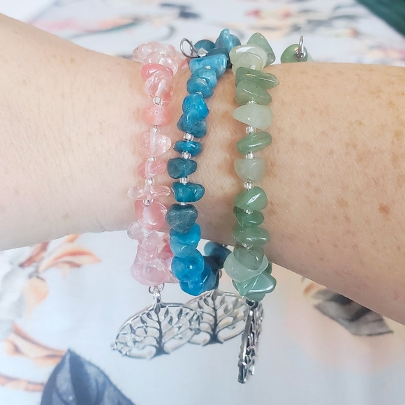 Terra Moda - Tree of Life Chunky Gemstone Bangles - Picture 6 of 14